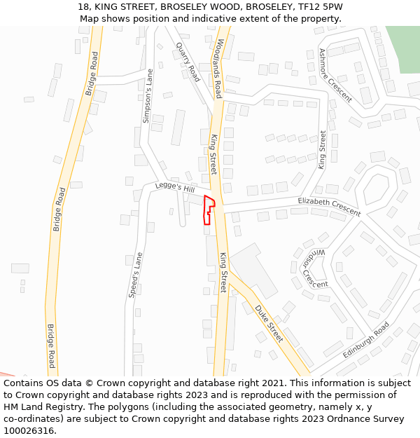 18, KING STREET, BROSELEY WOOD, BROSELEY, TF12 5PW: Location map and indicative extent of plot