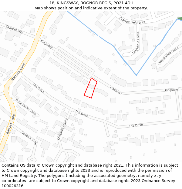 18, KINGSWAY, BOGNOR REGIS, PO21 4DH: Location map and indicative extent of plot