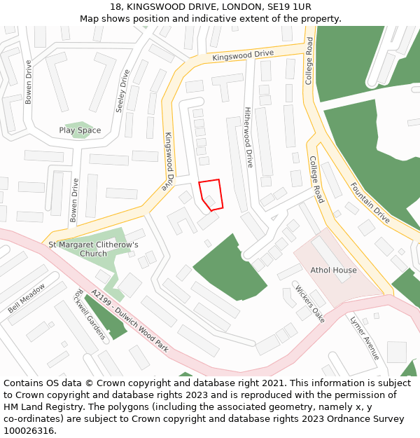 18, KINGSWOOD DRIVE, LONDON, SE19 1UR: Location map and indicative extent of plot
