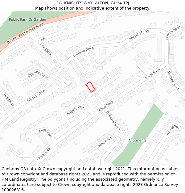 18, KNIGHTS WAY, ALTON, GU34 1PJ: Location map and indicative extent of plot