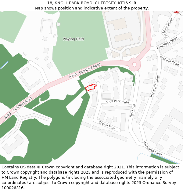 18, KNOLL PARK ROAD, CHERTSEY, KT16 9LR: Location map and indicative extent of plot