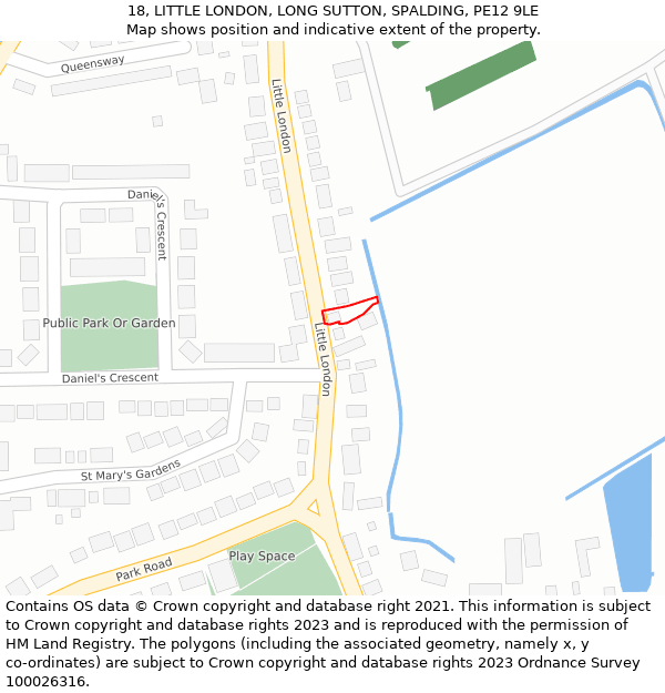 18, LITTLE LONDON, LONG SUTTON, SPALDING, PE12 9LE: Location map and indicative extent of plot
