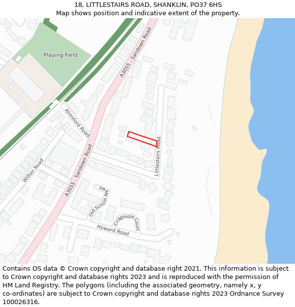 18, LITTLESTAIRS ROAD, SHANKLIN, PO37 6HS: Location map and indicative extent of plot