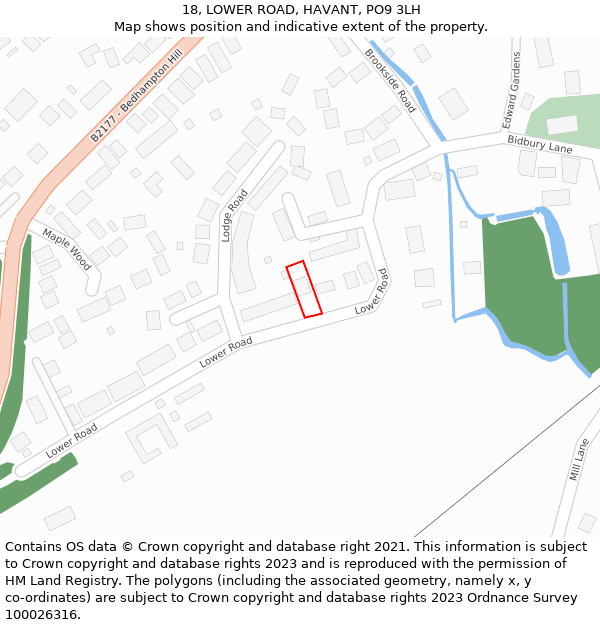 18, LOWER ROAD, HAVANT, PO9 3LH: Location map and indicative extent of plot