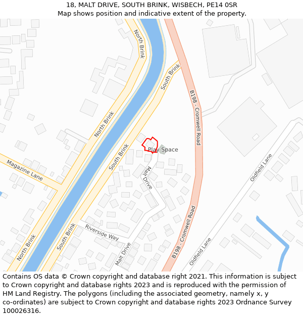 18, MALT DRIVE, SOUTH BRINK, WISBECH, PE14 0SR: Location map and indicative extent of plot