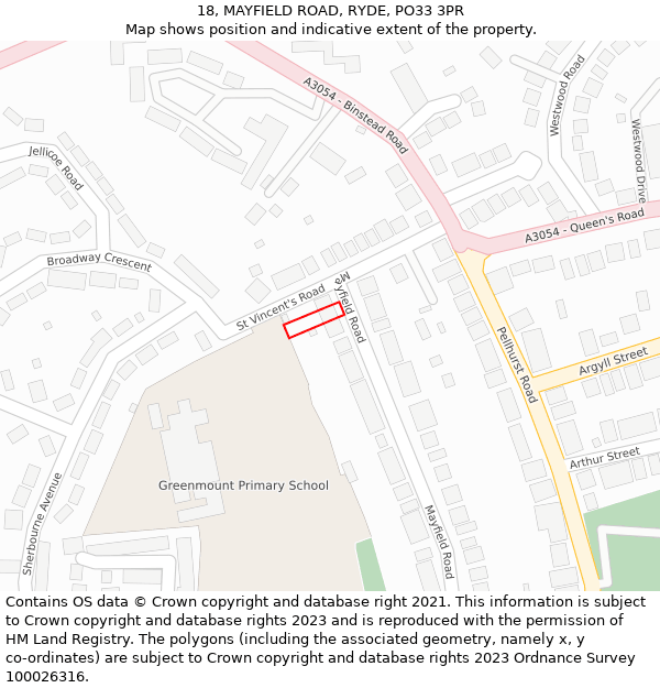 18, MAYFIELD ROAD, RYDE, PO33 3PR: Location map and indicative extent of plot