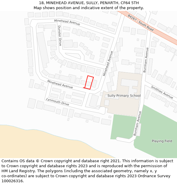 18, MINEHEAD AVENUE, SULLY, PENARTH, CF64 5TH: Location map and indicative extent of plot