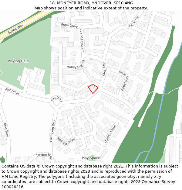 18, MONEYER ROAD, ANDOVER, SP10 4NG: Location map and indicative extent of plot