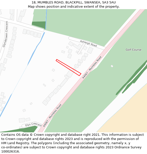 18, MUMBLES ROAD, BLACKPILL, SWANSEA, SA3 5AU: Location map and indicative extent of plot