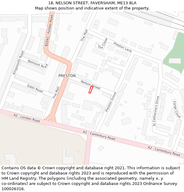 18, NELSON STREET, FAVERSHAM, ME13 8LA: Location map and indicative extent of plot