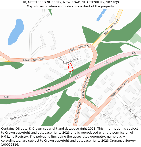 18, NETTLEBED NURSERY, NEW ROAD, SHAFTESBURY, SP7 8QS: Location map and indicative extent of plot