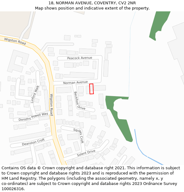 18, NORMAN AVENUE, COVENTRY, CV2 2NR: Location map and indicative extent of plot