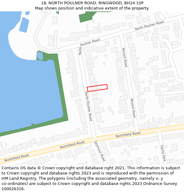 18, NORTH POULNER ROAD, RINGWOOD, BH24 1SP: Location map and indicative extent of plot