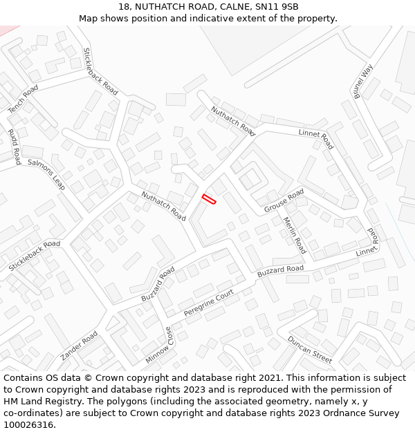 18, NUTHATCH ROAD, CALNE, SN11 9SB: Location map and indicative extent of plot