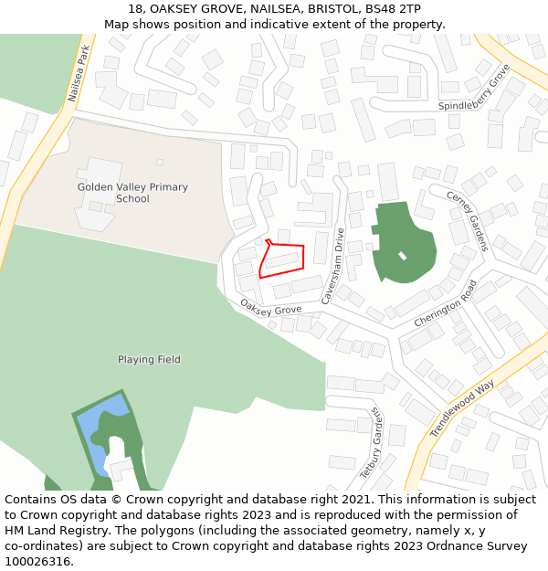 18, OAKSEY GROVE, NAILSEA, BRISTOL, BS48 2TP: Location map and indicative extent of plot