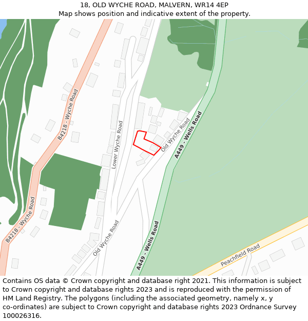 18, OLD WYCHE ROAD, MALVERN, WR14 4EP: Location map and indicative extent of plot