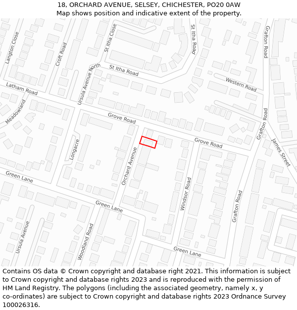 18, ORCHARD AVENUE, SELSEY, CHICHESTER, PO20 0AW: Location map and indicative extent of plot