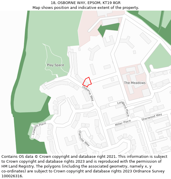 18, OSBORNE WAY, EPSOM, KT19 8GR: Location map and indicative extent of plot