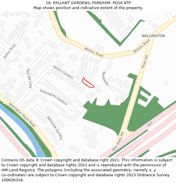 18, PALLANT GARDENS, FAREHAM, PO16 8TP: Location map and indicative extent of plot