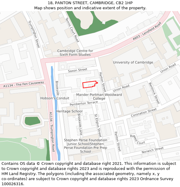 18, PANTON STREET, CAMBRIDGE, CB2 1HP: Location map and indicative extent of plot
