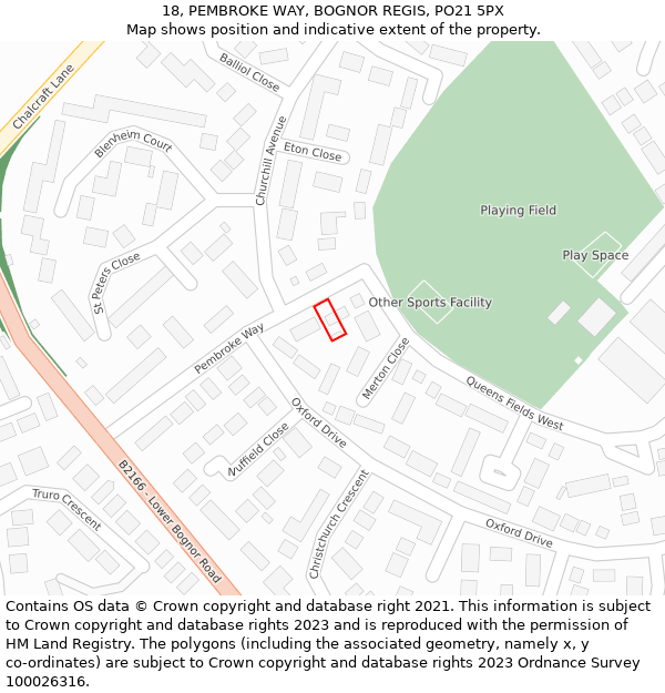 18, PEMBROKE WAY, BOGNOR REGIS, PO21 5PX: Location map and indicative extent of plot