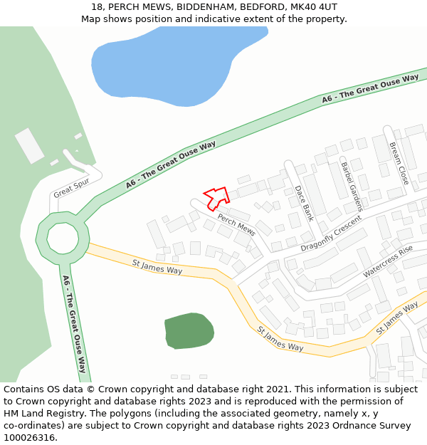 18, PERCH MEWS, BIDDENHAM, BEDFORD, MK40 4UT: Location map and indicative extent of plot