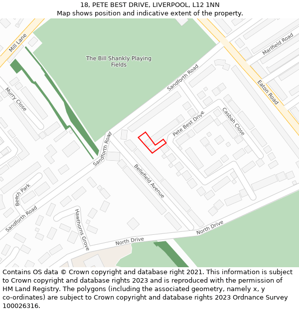 18, PETE BEST DRIVE, LIVERPOOL, L12 1NN: Location map and indicative extent of plot