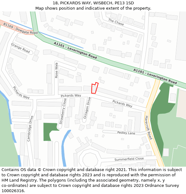 18, PICKARDS WAY, WISBECH, PE13 1SD: Location map and indicative extent of plot