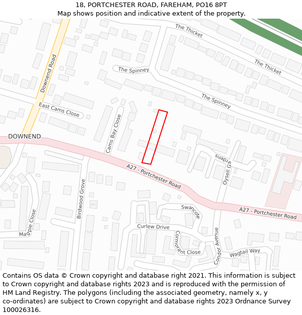 18, PORTCHESTER ROAD, FAREHAM, PO16 8PT: Location map and indicative extent of plot