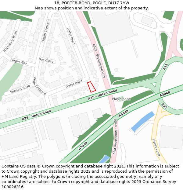 18, PORTER ROAD, POOLE, BH17 7AW: Location map and indicative extent of plot