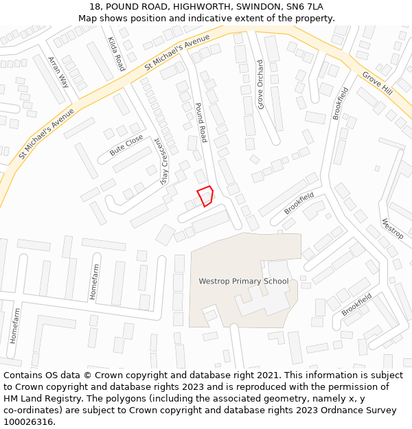 18, POUND ROAD, HIGHWORTH, SWINDON, SN6 7LA: Location map and indicative extent of plot