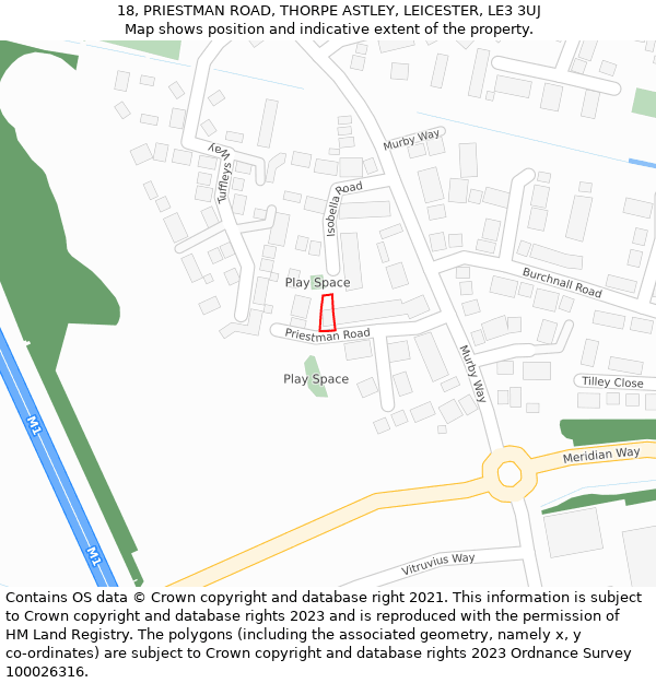 18, PRIESTMAN ROAD, THORPE ASTLEY, LEICESTER, LE3 3UJ: Location map and indicative extent of plot