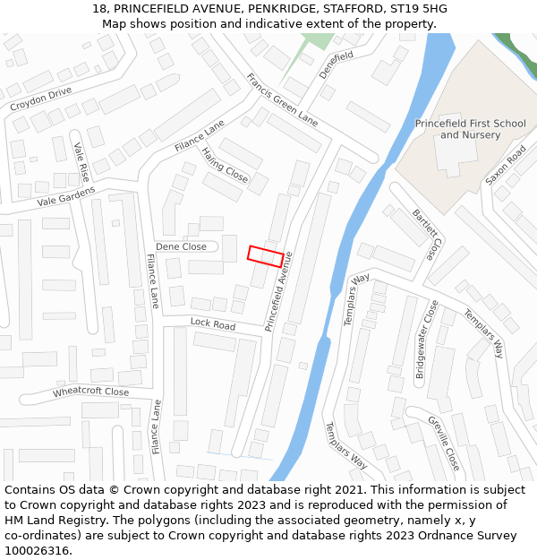 18, PRINCEFIELD AVENUE, PENKRIDGE, STAFFORD, ST19 5HG: Location map and indicative extent of plot