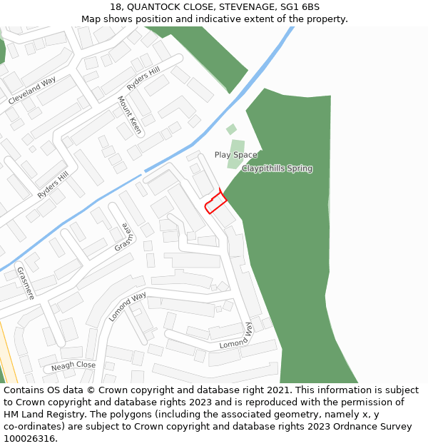 18, QUANTOCK CLOSE, STEVENAGE, SG1 6BS: Location map and indicative extent of plot