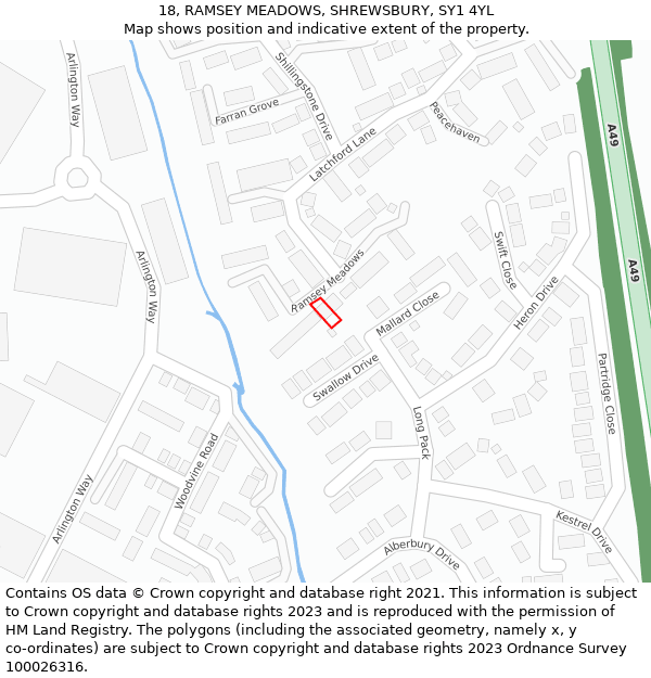 18, RAMSEY MEADOWS, SHREWSBURY, SY1 4YL: Location map and indicative extent of plot