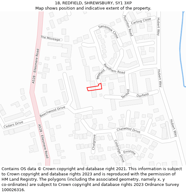 18, REDFIELD, SHREWSBURY, SY1 3XP: Location map and indicative extent of plot