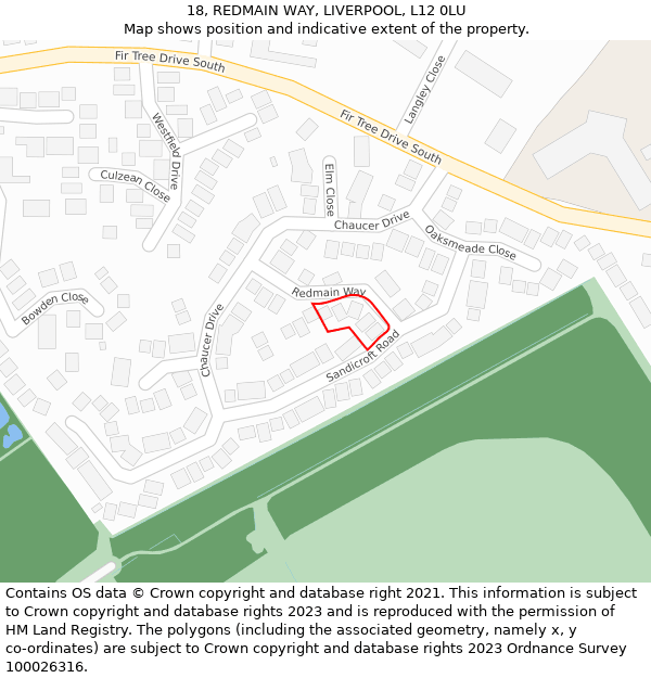 18, REDMAIN WAY, LIVERPOOL, L12 0LU: Location map and indicative extent of plot