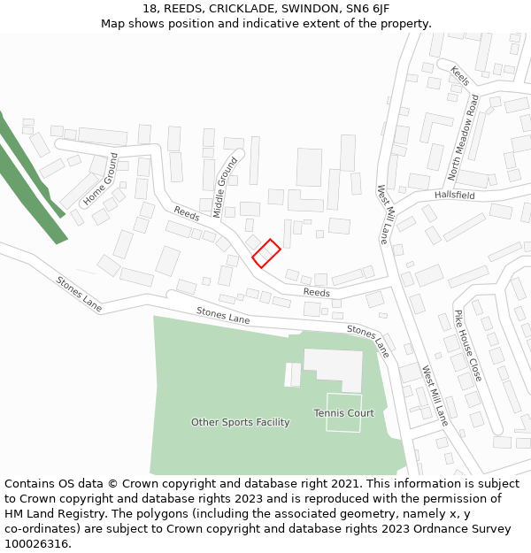 18, REEDS, CRICKLADE, SWINDON, SN6 6JF: Location map and indicative extent of plot