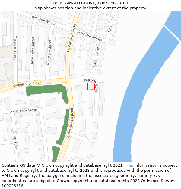 18, REGINALD GROVE, YORK, YO23 1LL: Location map and indicative extent of plot