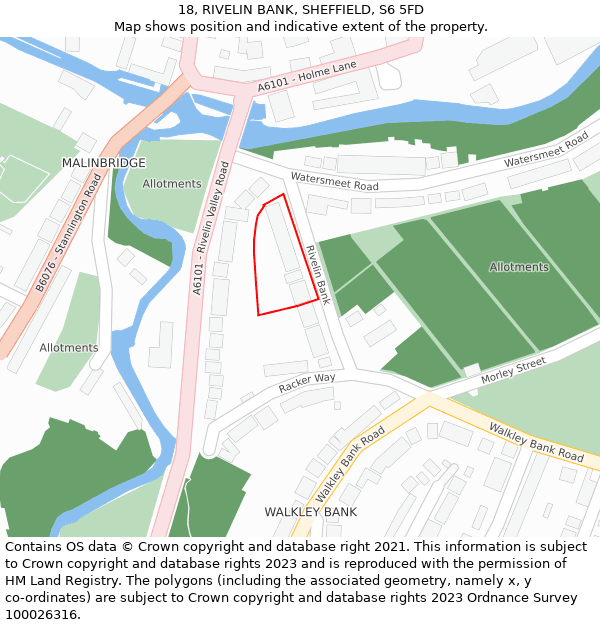 18, RIVELIN BANK, SHEFFIELD, S6 5FD: Location map and indicative extent of plot