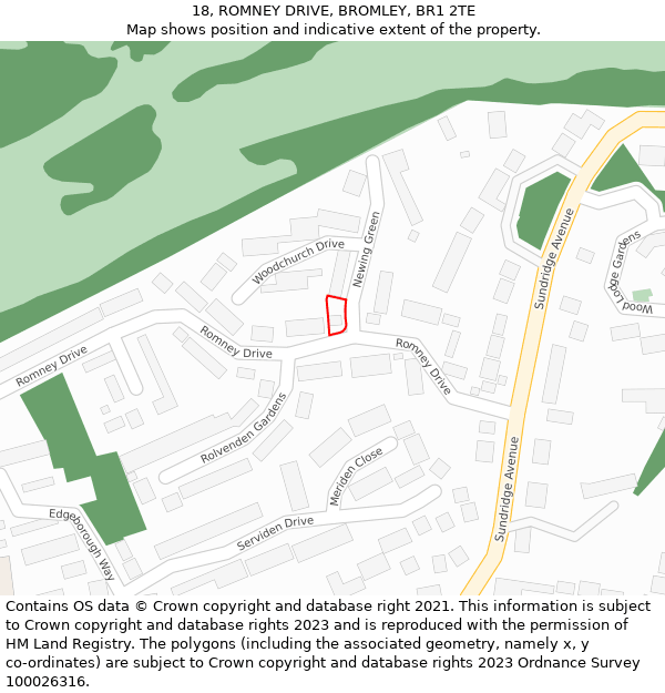 18, ROMNEY DRIVE, BROMLEY, BR1 2TE: Location map and indicative extent of plot
