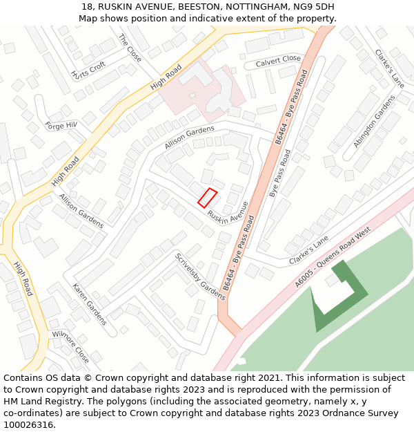 18, RUSKIN AVENUE, BEESTON, NOTTINGHAM, NG9 5DH: Location map and indicative extent of plot