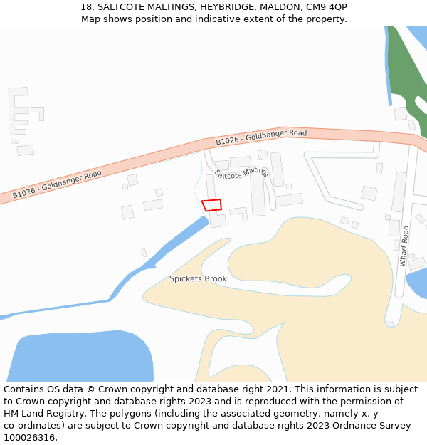 18, SALTCOTE MALTINGS, HEYBRIDGE, MALDON, CM9 4QP: Location map and indicative extent of plot