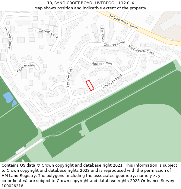 18, SANDICROFT ROAD, LIVERPOOL, L12 0LX: Location map and indicative extent of plot