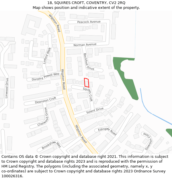 18, SQUIRES CROFT, COVENTRY, CV2 2RQ: Location map and indicative extent of plot