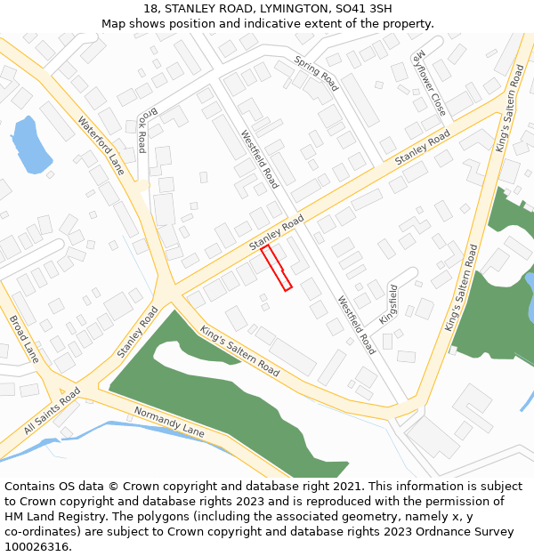 18, STANLEY ROAD, LYMINGTON, SO41 3SH: Location map and indicative extent of plot