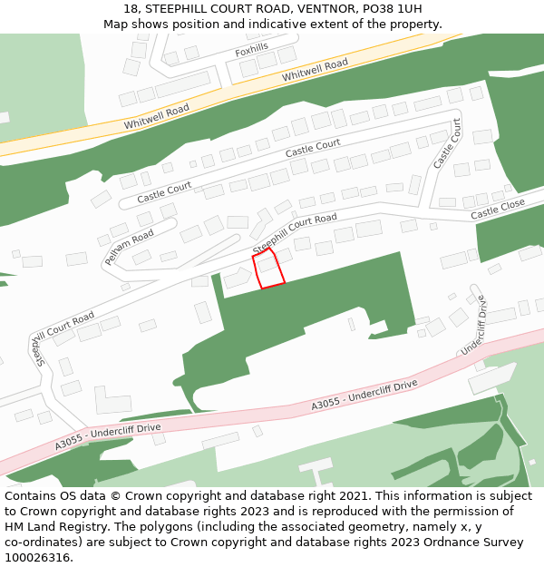 18, STEEPHILL COURT ROAD, VENTNOR, PO38 1UH: Location map and indicative extent of plot