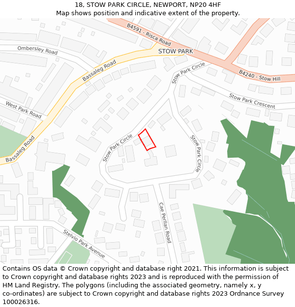 18, STOW PARK CIRCLE, NEWPORT, NP20 4HF: Location map and indicative extent of plot