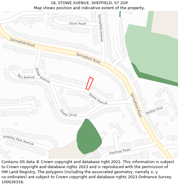 18, STOWE AVENUE, SHEFFIELD, S7 2GP: Location map and indicative extent of plot