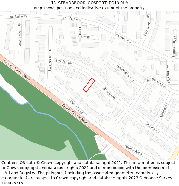 18, STRADBROOK, GOSPORT, PO13 0HA: Location map and indicative extent of plot